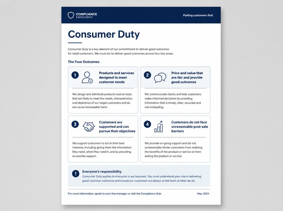 Preview of Consumer Duty one-pager
