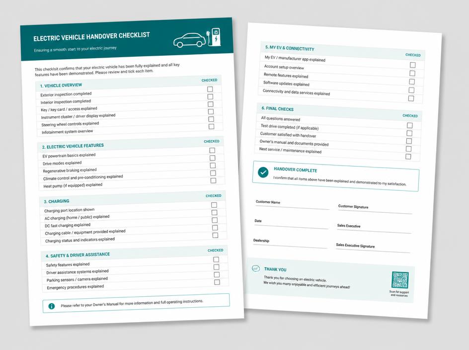 Preview of EV handover checklist
