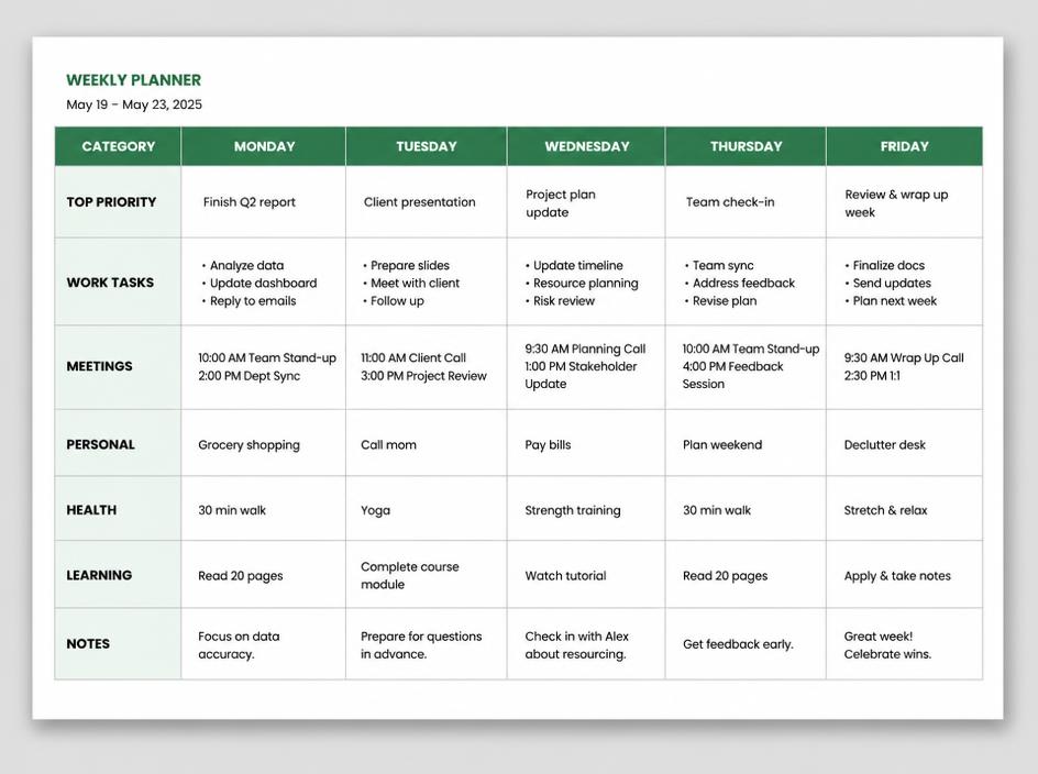 Preview of New starter first-week planner